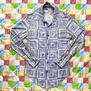 Vintage 70s Mens Disco Shirt‎ Long Sleeve Slim // Size XS